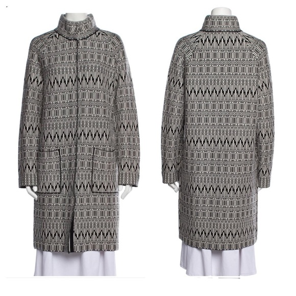 Maxmara WEEKEND 100% Wool Black White Knit Coatigan‎ - Picture 1 of 10